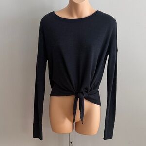 Black Long Sleeve Tie-Front Women's Sweater by Abercrombie & Fitch Size XS